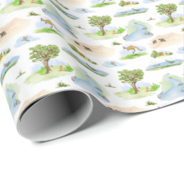 Papel de regalo Toile de animales australianos (Or