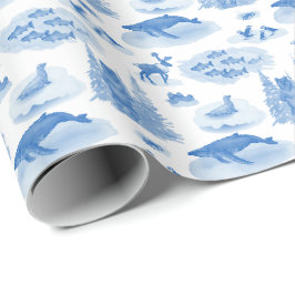 Papel De Regalo Toile de animales de Alaska (Azul Wedgewood)