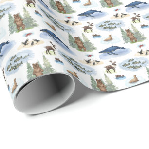 Papel De Regalo Toile de animales de Alaska (Colores originales)