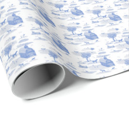 Papel De Regalo Toile de Animales de Granja (Azul)