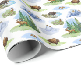 Papel De Regalo Toile de Animales de las Montañas Rocosas (Origina
