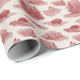 Papel De Regalo Toile de animales de las Montañas Rocosas (Rojo en