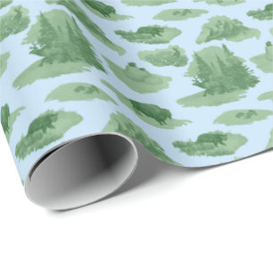 Papel De Regalo Toile de animales de las Montañas Rocosas (Verde e