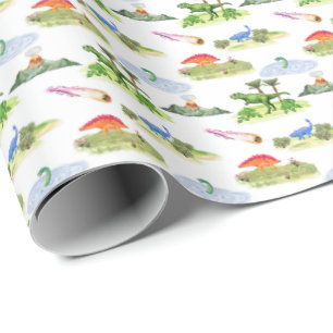 Papel De Regalo Toile de Dinosaurio (Colores Originales)