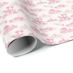 Papel de Regalo Toile de Dinosaurio (Rosa)