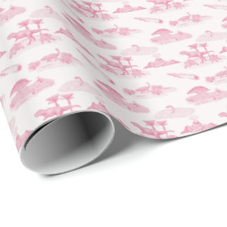 Papel de Regalo Toile de Dinosaurio (Rosa)