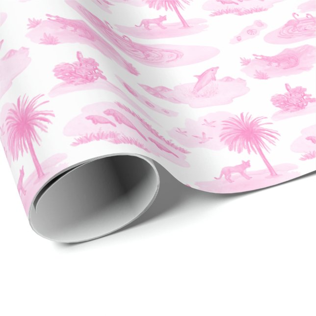 Papel De Regalo Toile de Florida (Rosa)  (Esquina del rollo)