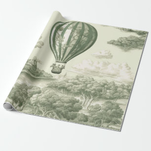 Papel De Regalo Toile de globo aerostático del campo verde