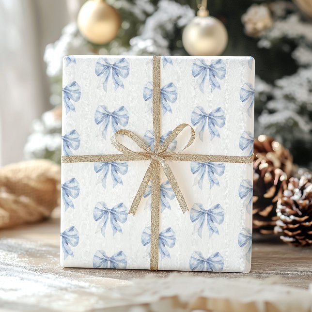 Papel De Regalo Toile de Jouy Blue Elegant Bow (Subido por el creador)