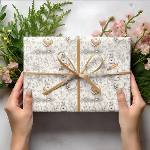 Papel De Regalo Toile de Jouy Bunny & Carrot Delight Easter