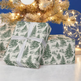 Papel De Regalo Toile De Jouy Green
