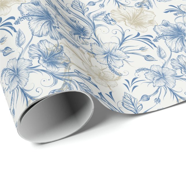 Papel De Regalo Toile-De-Jouy Pattern Wedding  (Esquina del rollo)