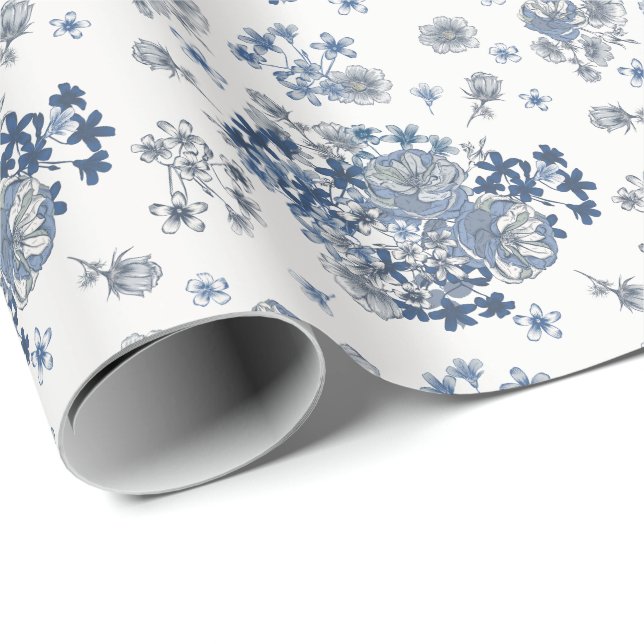 Papel De Regalo Toile-De-Jouy Pattern Wedding  (Esquina del rollo)