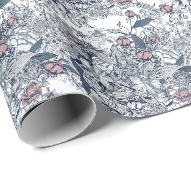 Papel De Regalo Toile-De-Jouy Pattern Wedding  (Esquina del rollo)