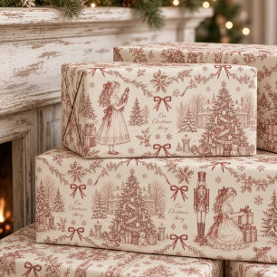 Papel De Regalo Toile de Jouy Roja Vintage Nuestra Historia de Nav