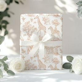 Papel De Regalo Toile de Jouy Safari animales Boho beige elegante