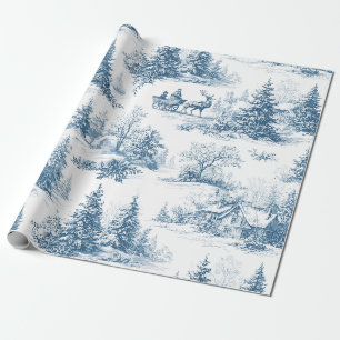 Papel De Regalo Toile de Jouy Vintage de Invierno - Navidad Clásic