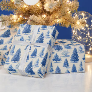 Papel De Regalo toile de Navidad azul