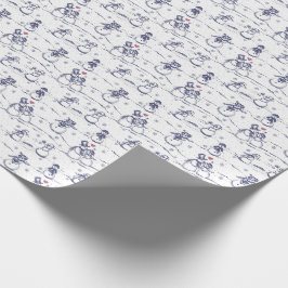 Papel De Regalo Toile del desfile de Snowman - azul