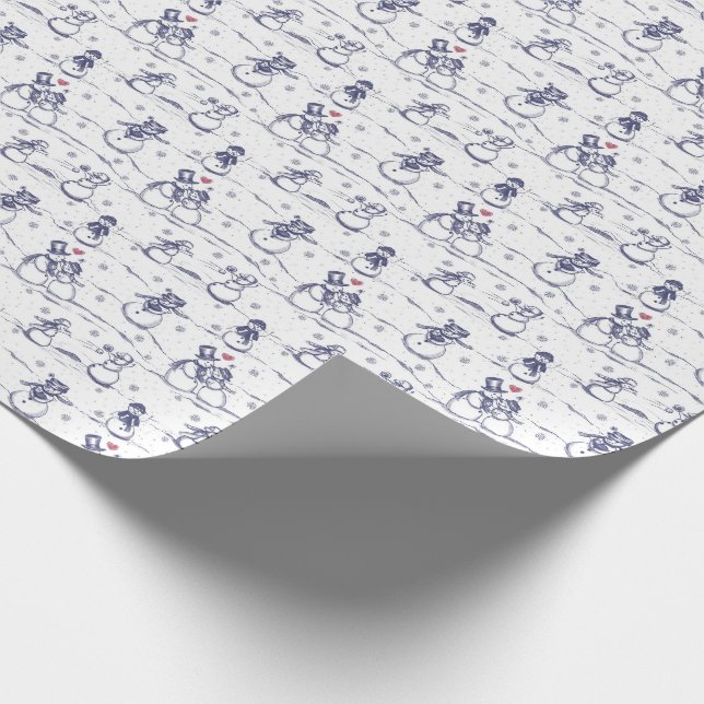 Papel De Regalo Toile del desfile de Snowman - azul (Esquina)