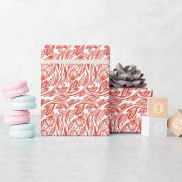 Papel De Regalo Toile Floral Rojo