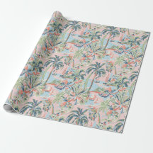 Papel de regalo Toile Tropical Rosa y Verde, Palma