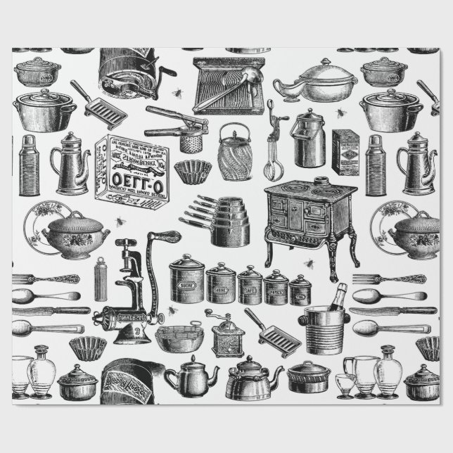 Papel De Regalo toile victoriano de cocina antigua (Superficie plana)