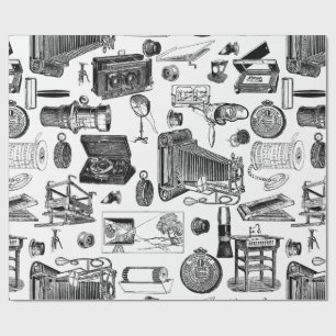Papel De Regalo toile victoriano vintage de cámara fotográfica ant