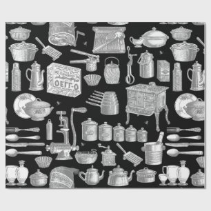 Papel De Regalo toile victoriano vintage de cocina antigua de coci