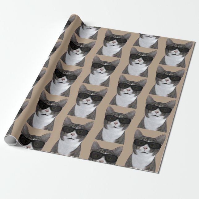 Papel De Regalo Tomcat Parece Tan Guay Con Sombras (Desenrollado)