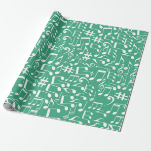 Papel De Regalo Tonalidades de Océano Azul Verde Turquesa Notas Mu