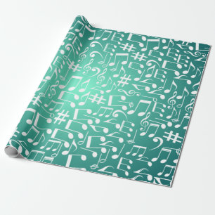 Papel De Regalo Tonalidades de Océano Azul Verde Turquesa Notas Mu