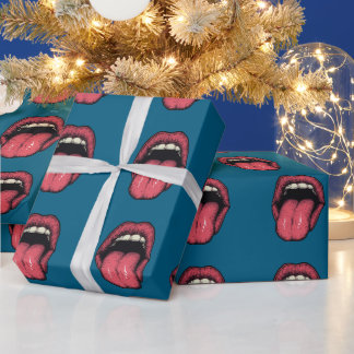 PAPEL DE REGALO TONGUE LIPS FUNNY WRAPPING PAPER