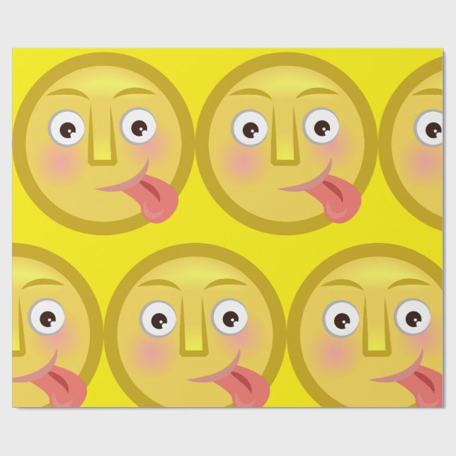 Papel De Regalo Tongue Out Emoji Funny Goofy Face (Superficie plana)