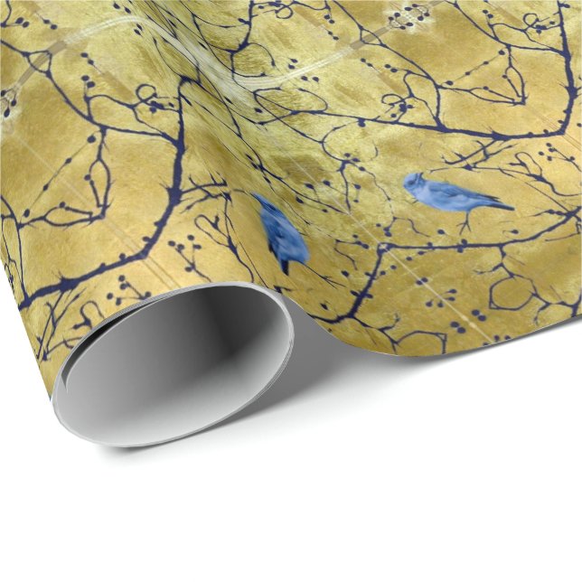 Papel De Regalo Tonkinson - Bluebird ii gold gift wrap (Esquina del rollo)