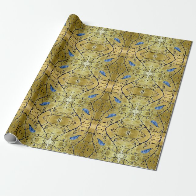 Papel De Regalo Tonkinson - Bluebird ii gold gift wrap Cadeaupapie (Desenrollado)