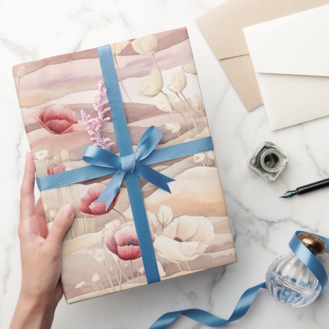 Papel De Regalo Tono Burdeos Crema Rubor Floral Despedida de Solte (Regalar)