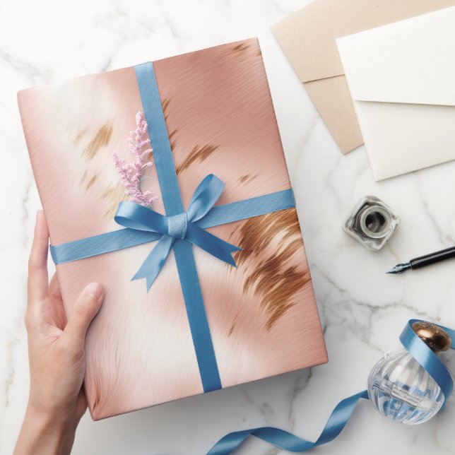 Papel De Regalo Tono Rosa Desvanecido Occidental de Cuero de Vaca  (Regalar)