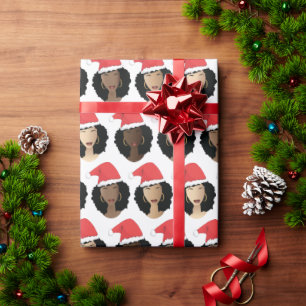 Papel De Regalo Tonos de Melanin Mujeres Negras Navidades Santa Ha