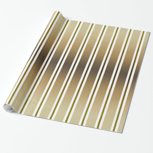 Papel De Regalo Tonos De Oro Y Rayas Blancas (Desenrollado)