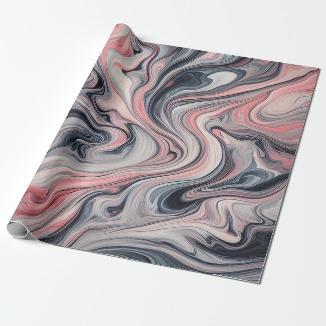 Papel De Regalo Tonos Giratorios de Rosa, Gris y Blanco (Desenrollado)