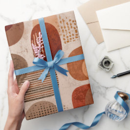Papel De Regalo Tonos Terrosos Boho Patrón Abstracto Terracota