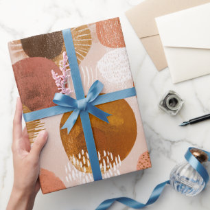 Papel De Regalo Tonos Terrosos Boho Patrón Abstracto Terracota