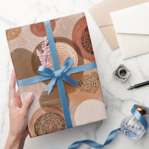 Papel De Regalo Tonos Terrosos Boho Patrón Geométrico de Terracota