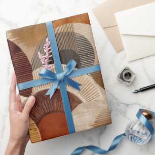 Papel De Regalo Tonos Tierra Boho Patrón Geométrico de Terracota