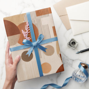 Papel De Regalo Tonos Tierra Boho Patrón Geométrico Terracota