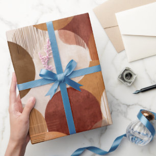 Papel De Regalo Tonos Tierra Boho Patrón Geométrico Terracota