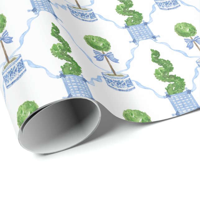 Papel De Regalo Topiaria de acuarela Chinesca (Esquina del rollo)