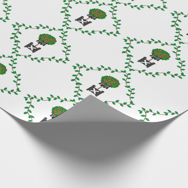 Papel De Regalo Topiary Ivy Vine Red Black Wraping Pa (Esquina)