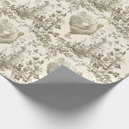 Papel De Regalo Toque Floral Beige-Rooster clásico de época